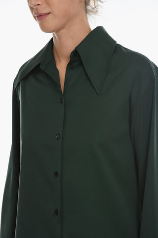 Spread Collar Relaxed Fit Wool Shirt