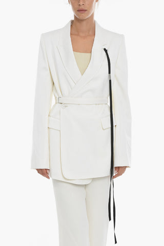 Blazer con Chiusura a Portafoglio e Cintura Slim