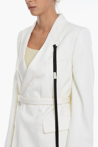 Blazer con Chiusura a Portafoglio e Cintura Slim