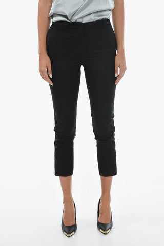 High Waisted Slim Fit Pants With Ankle Slits