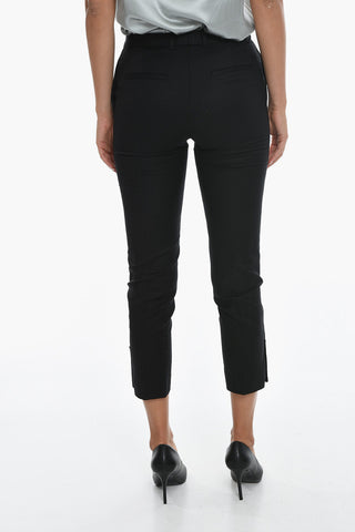 High Waisted Slim Fit Pants With Ankle Slits