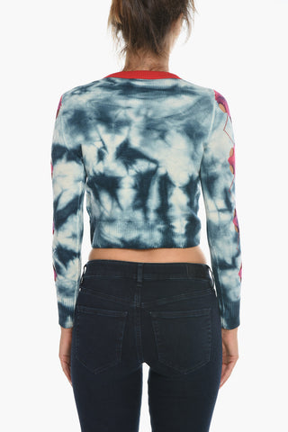 Argyle Motif Wool M-AGDA Sweater with Cut-Out Details