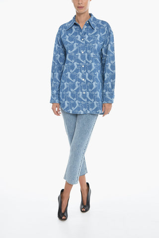 All-Over Seahorses Printed Denim EILISH Shirt