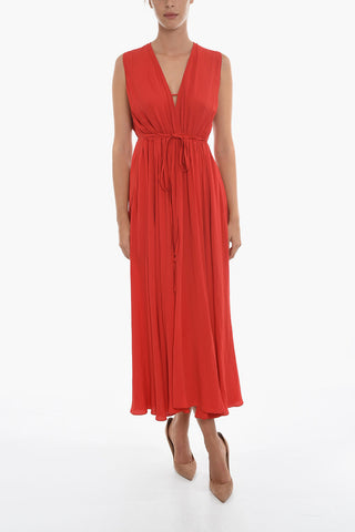 Vestito Maxi In Misto Seta Con coulisse