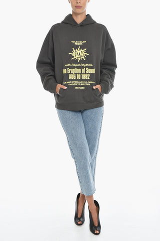 Fleeced Cotton PARADISE FESTIVAL Hoodie with Front Print