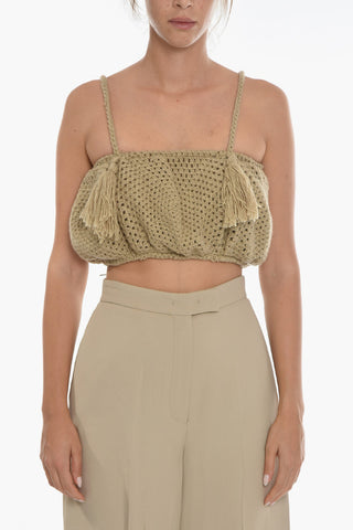 Knitted Crop Top with Tassels