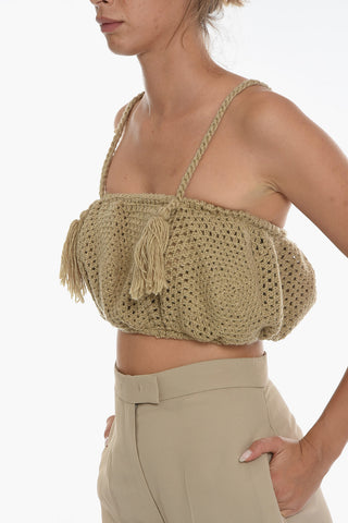 Knitted Crop Top with Tassels
