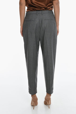 Pantaloni In Lana SLOUCHY A Quadretti Con Doppia Pince