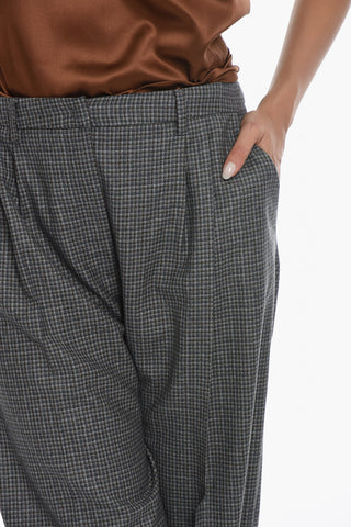 Pantaloni In Lana SLOUCHY A Quadretti Con Doppia Pince