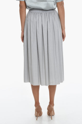 Pinstriped Longuette Skirt With Drawstrings