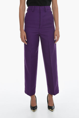 Pantaloni Sartoriali in Gabardine di Lana Vergine
