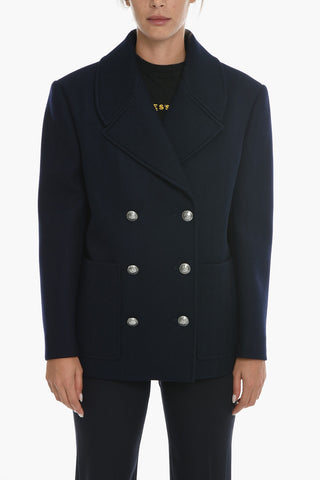 Cappotto Doppiopetto in Lana Herringbone