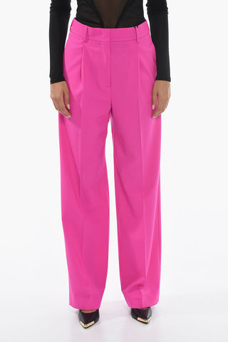 Pantaloni In Misto Lana A Vita Alta Con Pince