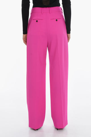 Pantaloni In Misto Lana A Vita Alta Con Pince
