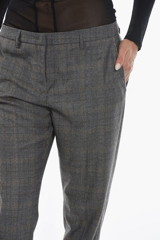 Checkered Regular Fit Pants With Cuffed Ankles