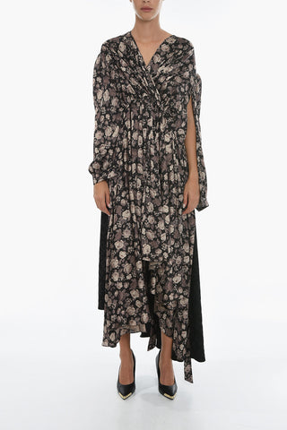 Floral Print Mazi dress With Draping