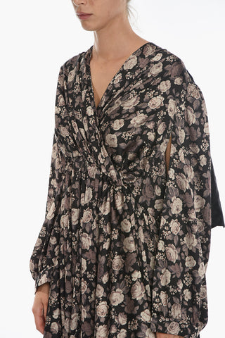 Floral Print Mazi dress With Draping