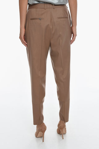 Pantaloni Relaxed Fit In Misto Lana