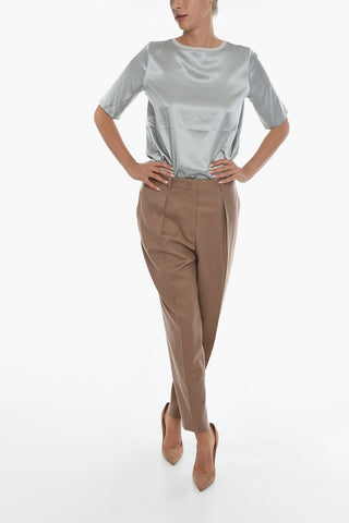 Pantaloni Relaxed Fit In Misto Lana