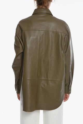 Leather KEYLA Overshirt with Contrast Buttons