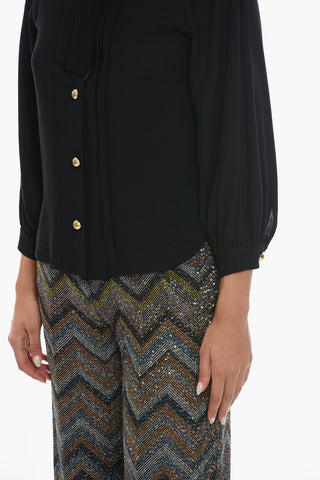 COUTURE! Camicia con Maniche a Palloncino e Bottoni Gioiello