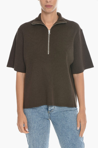 Ribbed LUNA Sweater with Half Zip