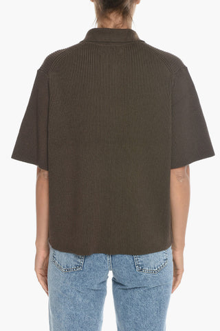 Ribbed LUNA Sweater with Half Zip