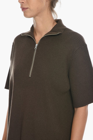 Ribbed LUNA Sweater with Half Zip