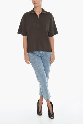 Ribbed LUNA Sweater with Half Zip