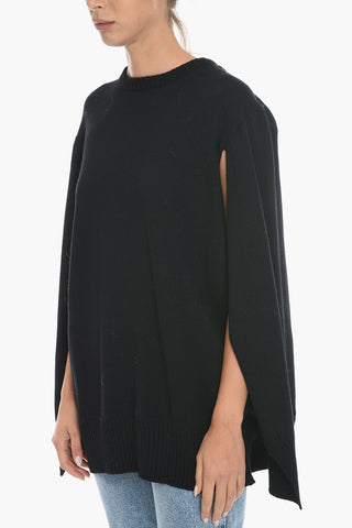 Maglia in Lana con Design a Cappa