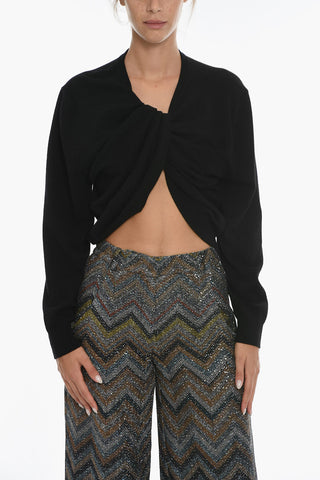 Crew Neck Cashmere Sweater with Knotted Design
