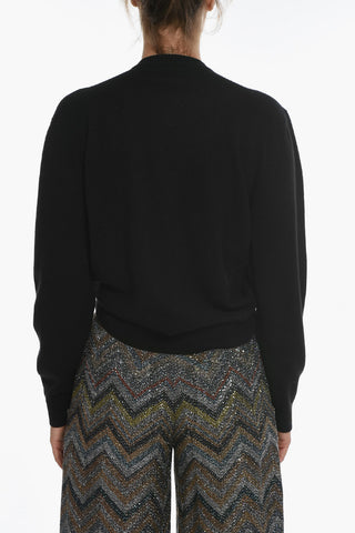 Crew Neck Cashmere Sweater with Knotted Design