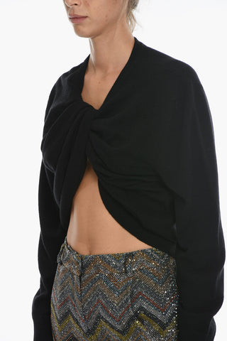 Crew Neck Cashmere Sweater with Knotted Design