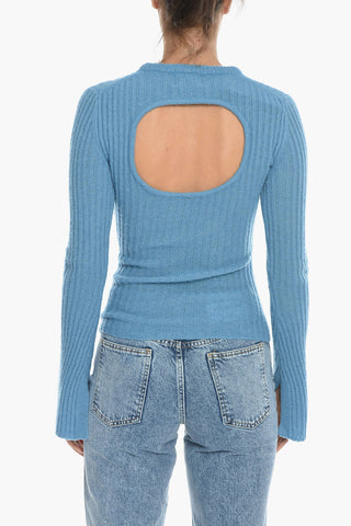 Ribbed LIMA Crew-Neck Sweater with Cut Out Deatils