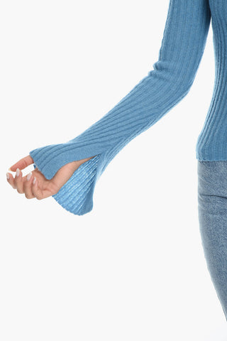 Ribbed LIMA Crew-Neck Sweater with Cut Out Deatils