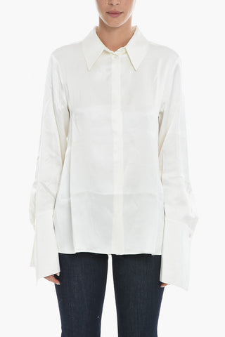 Camicia in Raso Seta con Maxi Polsini Intrecciati