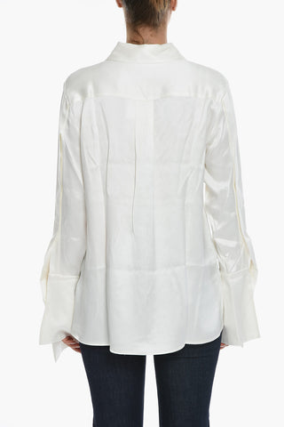 Camicia in Raso Seta con Maxi Polsini Intrecciati