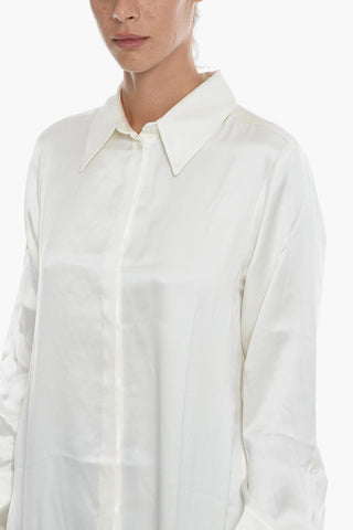 Camicia in Raso Seta con Maxi Polsini Intrecciati