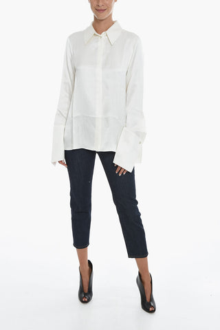 Camicia in Raso Seta con Maxi Polsini Intrecciati
