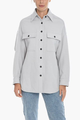 Overshirt mit langen Ärmeln und Utility-Taschen aus Kaschmirmix