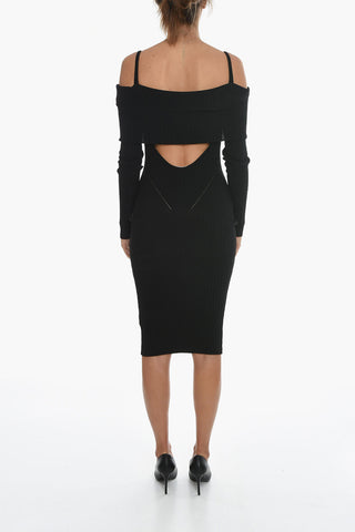 Ribbed Off-Shoulder Sheath Dress