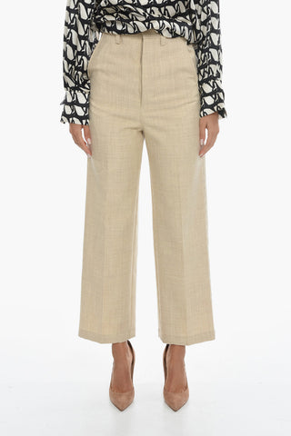 Wool Flannel Tailored Pants with High Waist