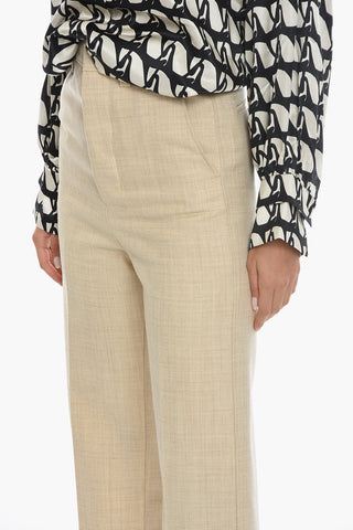 Wool Flannel Tailored Pants with High Waist