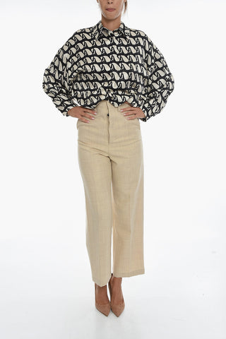 Wool Flannel Tailored Pants with High Waist