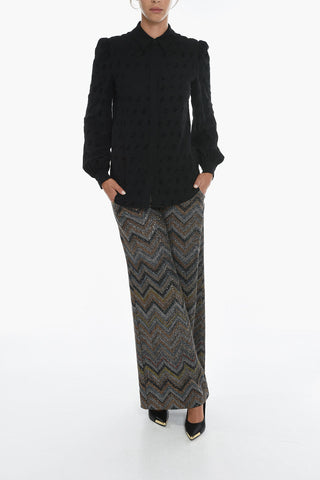 COUTURE! Velour Jacquard Shirt with Hidden Buttoning