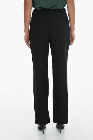 Regular Fit Low-rise Pants with Side Martingale