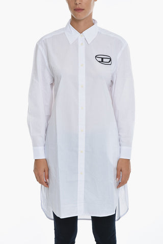 Solid Color D-LUNAR Shirt Dress with Embroidered Logo