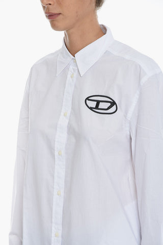 Solid Color D-LUNAR Shirt Dress with Embroidered Logo