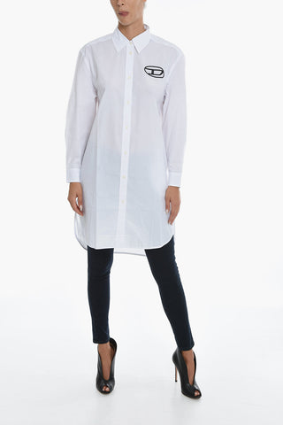 Solid Color D-LUNAR Shirt Dress with Embroidered Logo