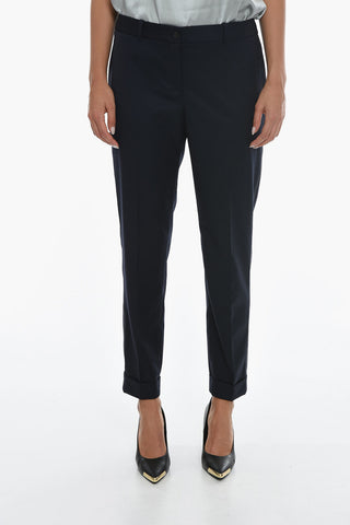 Slim Fit Pants With Ankle Cuffs